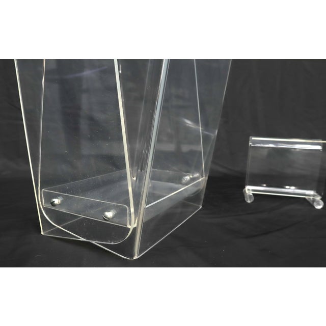 20th C. Mid-Century Modern Bent Lucite & Chrome Paper Basket & Letter Holder For Sale - Image 12 of 12