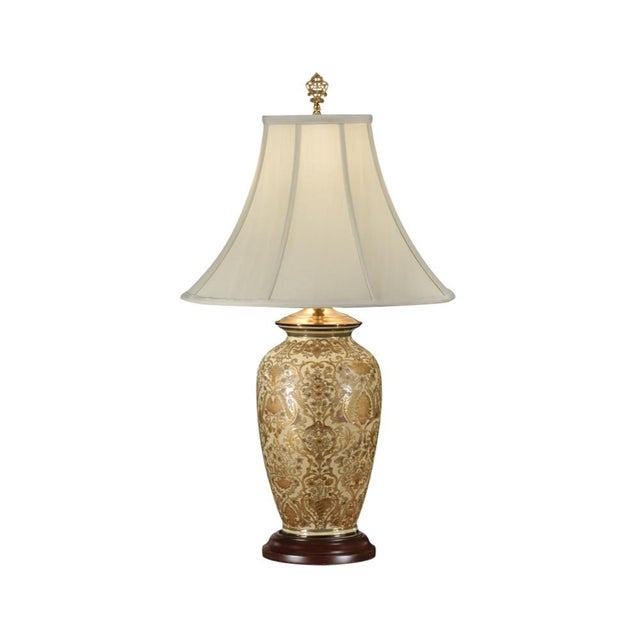 Contemporary Wildwood Gold Damask Table Lamp For Sale - Image 3 of 3