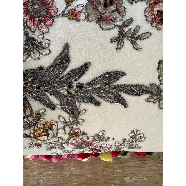 French Silk Velvet Appliqued Pillow by Melissa Levinson For Sale - Image 3 of 8