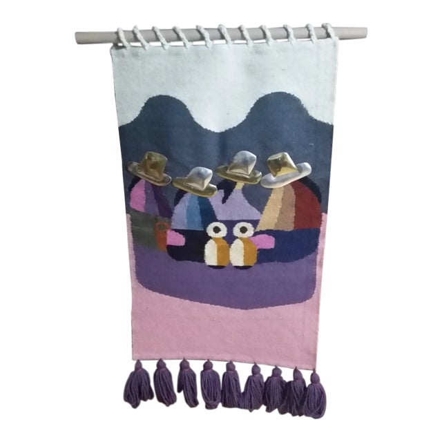 1970s Vintage Olga Fisch Mixed Metal & Wool Tapestry For Sale