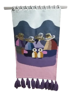 1970s Vintage Olga Fisch Mixed Metal & Wool Tapestry