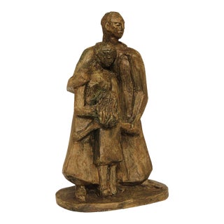 Brutalist Mixed Media Sculpture of Familia Embrace For Sale