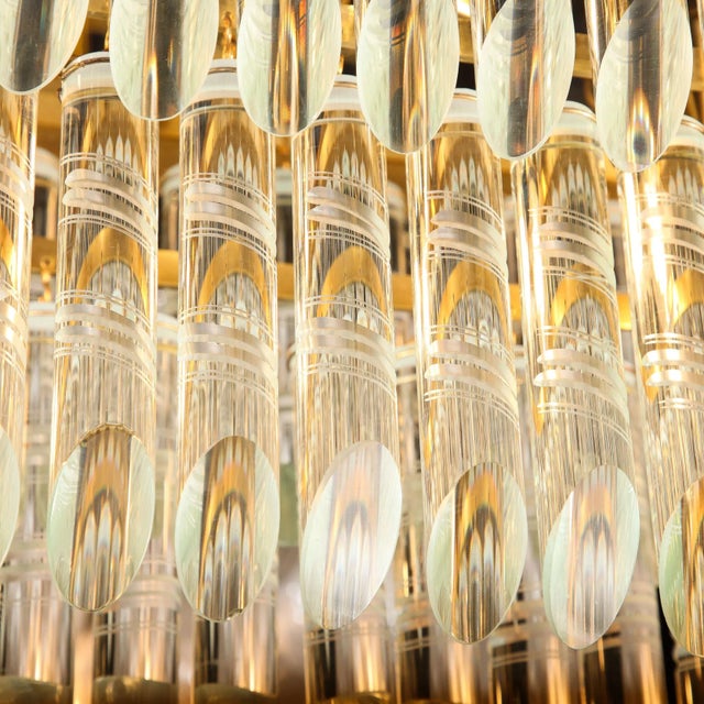 Brass Mid-Century Modernist Oval Form Two-Tier Brass, Nickel & Cut Crystal Chandelier For Sale - Image 8 of 12