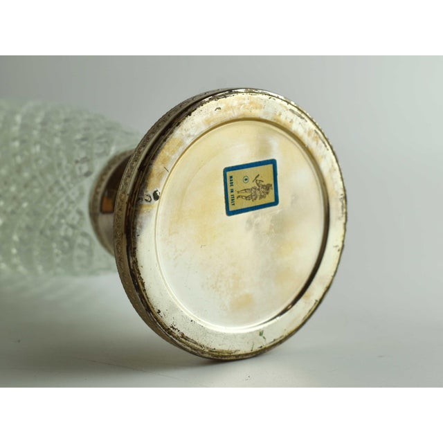 Transparent Vintage Victorian Italian Silver Plated Diamond Cut Pattern Glass Wine Decanter Claret Jug For Sale - Image 8 of 8