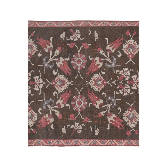 1960s Oriental Turkish Oushak Rug With Floral Pattern 4'11" X 8'5" For Sale - Image 5 of 13