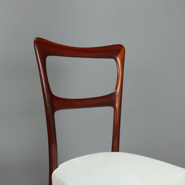 Vintage Chairs in Mahogany and Fabric, Italy, 1950s, Set of 4 For Sale - Image 4 of 9
