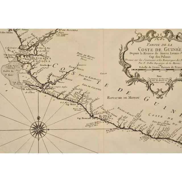 Traditional West Coast of Africa; Bellin 18th Century Map, 1780 For Sale - Image 3 of 6