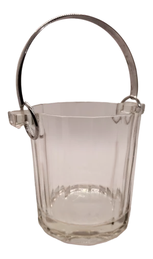 Vintage Crystal Ice Bucket With Silverplate Handle