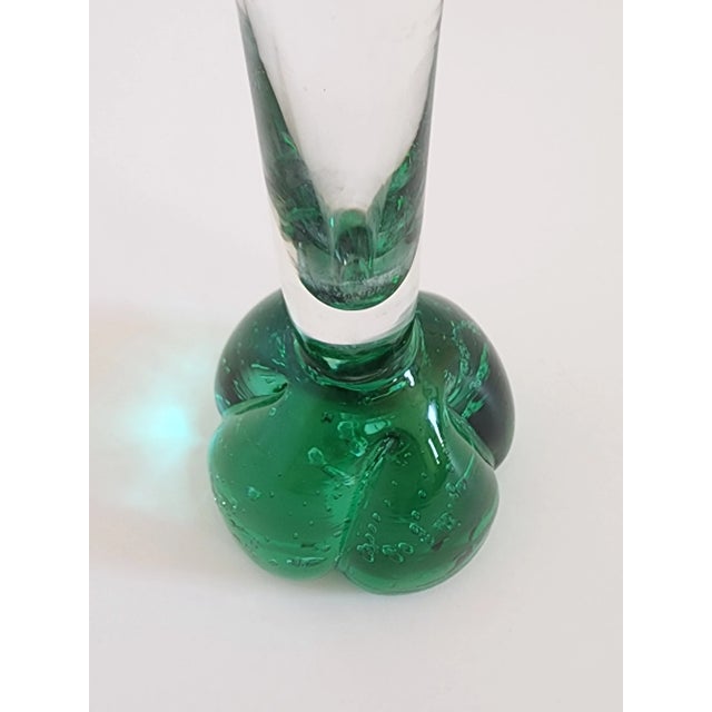 Glass Mid Century Modern Per Lutken Homelgaard Green Bud Vase For Sale - Image 7 of 9