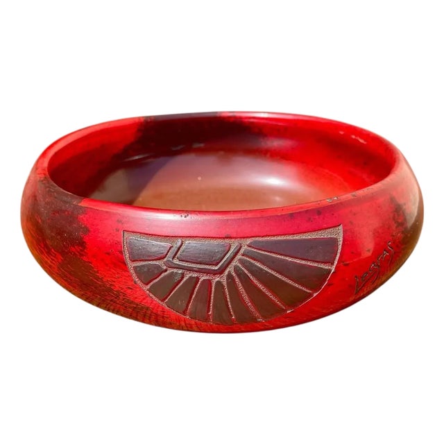 Art Deco Red Glass Cup from Legras For Sale