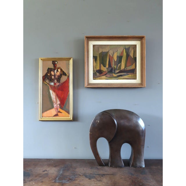 Mid-Century Modern 1955 Mid-Century Modern 'Woodland Rhythm' Vintage Swedish Abstract Cubist Landscape Oil Painting, Framed For Sale - Image 3 of 11