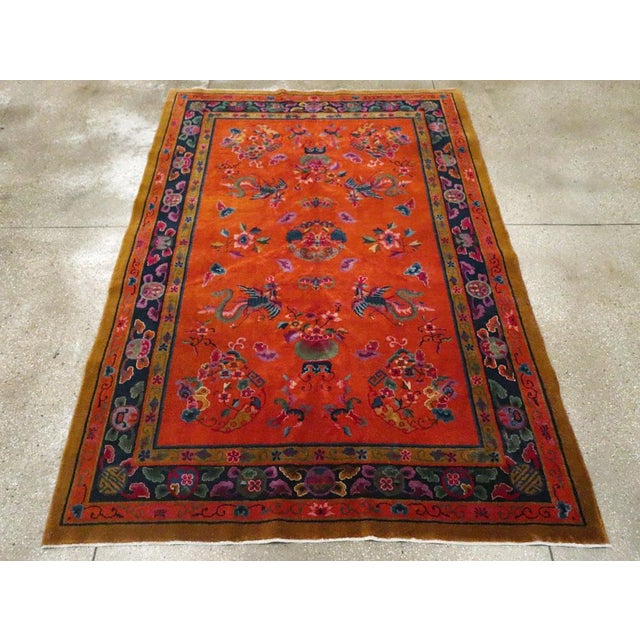 Mid 20th Century Galerie Shabab Collection Mid-20th Century Handmade Chinese Art Deco Accent Carpet For Sale - Image 5 of 10