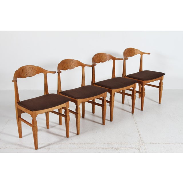 Wood Danish Dining Chairs in Oak by Henning Kjærnulf for EG Møbler, 1970s, Set of 4 For Sale - Image 7 of 15