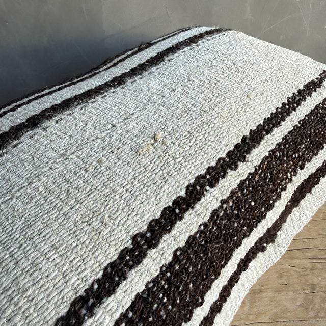 Vintage Rug Pillow Cover With Stripes For Sale - Image 4 of 6