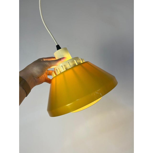 Model 854 Pendant Lamp in Yellow Plastic from Lyskær Belysning For Sale - Image 4 of 11