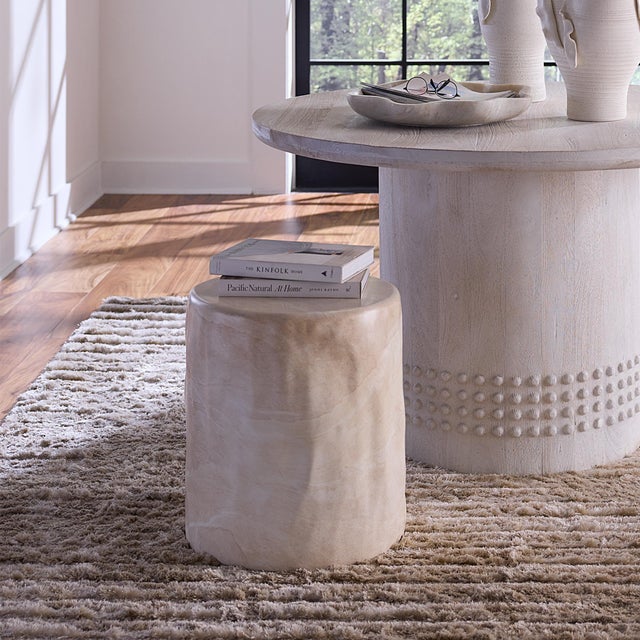 Cedar Side Table, Marbled Cream These small accent tables are expertly hand-formed from concrete reinforced with glass...