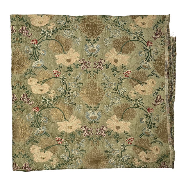 Ralph Lauren Italian Silk Floral Brocade Fabric in Sage - For Sale