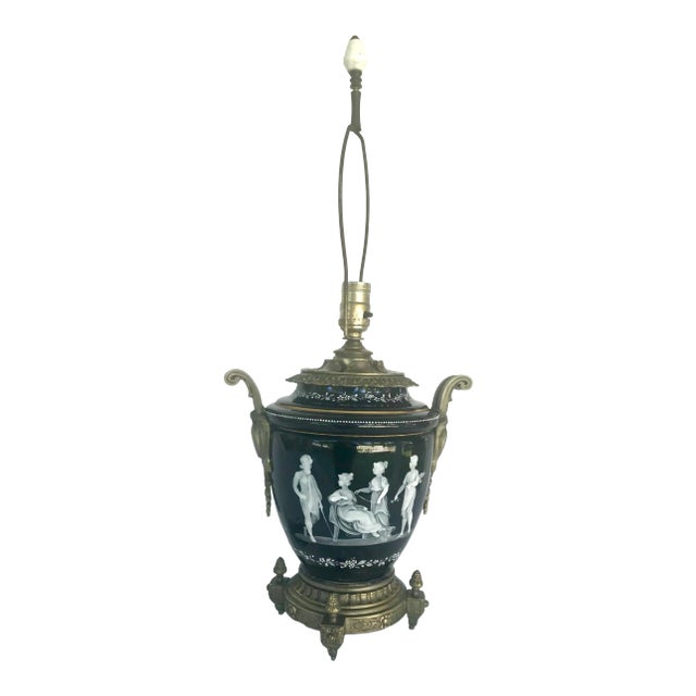 Late 19th Century Pate-Sur-Pate Porcelain Table Lamp With Bronze Mount. For Sale