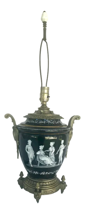 Late 19th Century Pate-Sur-Pate Porcelain Table Lamp With Bronze Mount.