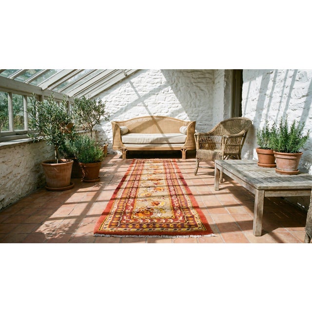 1900s Tan-Beige Floral Runner Antique Hand Knotted Indian Agra Rug 2' 5"x 13' 2" Wool Carpet For Sale In New York - Image 6 of 7