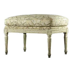 Neoclassical Four-Legged Hand-Carved Footstool.