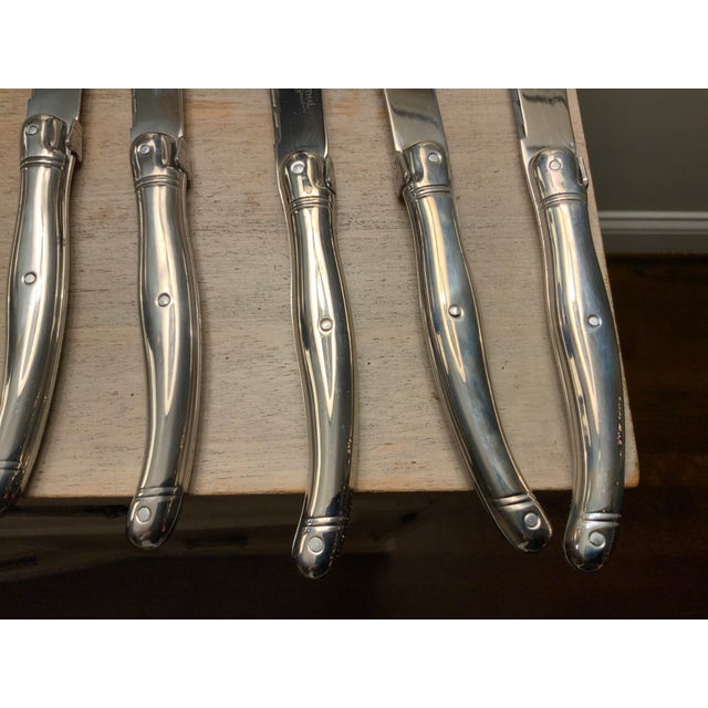 Jean Dubost 1970s Attributed to Jean Dubost Laguiole Steak Knives Set of 6 For Sale - Image 4 of 9