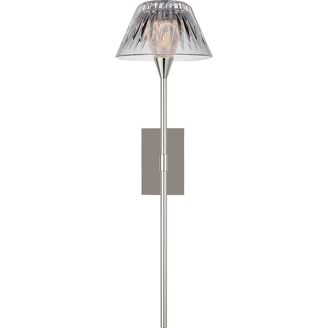 Visual Comfort Waterford for Visual Comfort Signature Blaze 19" Tail Sconce in Polished Nickel with Clear Crystal For Sale - Image 4 of 13