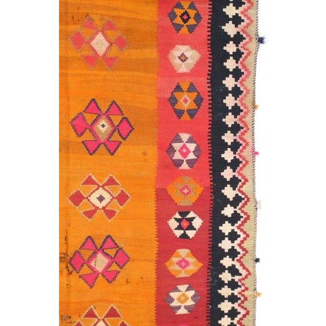 Vintage Kilim Rug. Hand knotted. Lamb’s wool and lamb’s wool pile. Flat weave. This collection complements any room...