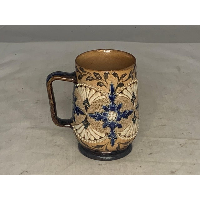 Antique Doulton Lambeth Stoneware Mug, c. 1881, Floral Design For Sale - Image 4 of 10