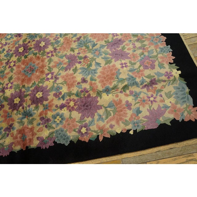 1920s 1920s Ivory Rosette Floral Antique Chinese Art Deco Carpet by Fette-Li 5' X 7' 10" Knotted Wool Rug For Sale - Image 5 of 12
