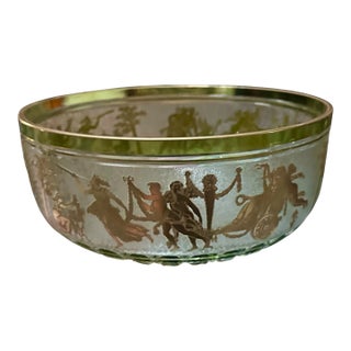 Danes De Flore Val Saint Lambert Neoclassical Green to Clear Cut Crystal Bowl For Sale