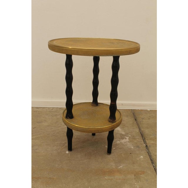 Art Deco Wood and Brass Round Side Table, Bohemia, 1930s For Sale - Image 4 of 18