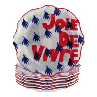 Anthropologie Joie De Vivre Canapé Hors d'Oeuvres Appetizer Plates - Set of 6 For Sale