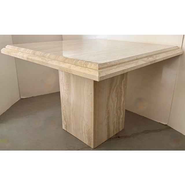 Stone International Italian Modernist Travertine Game Table For Sale - Image 4 of 8