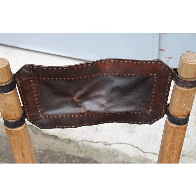 Brown Safari Chairs in Wood and Leather, Italy, 1960s, Set of 2 For Sale - Image 8 of 18