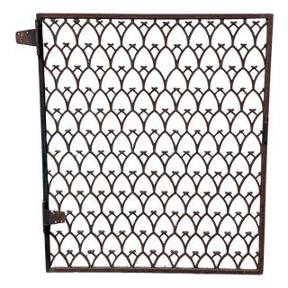 Antique French Art Nouveau Wrought Iron "Repeating Arch" 55x48 Garden Entry Gate For Sale