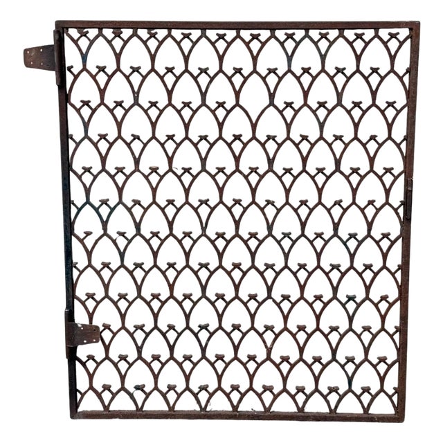 Antique French Art Nouveau Wrought Iron "Repeating Arch" 55x48 Garden Entry Gate For Sale