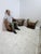 Art Deco set of three low armchairs and a coffee table, Italy, 1940s. Original pieces from the period. Made of walnut...