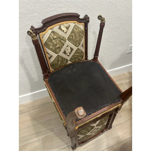 A Pair of Mid 20th Century French Louis XVI Style Accent Chairs With New Classic Upholstery Versace Style For Sale - Image 10 of 10