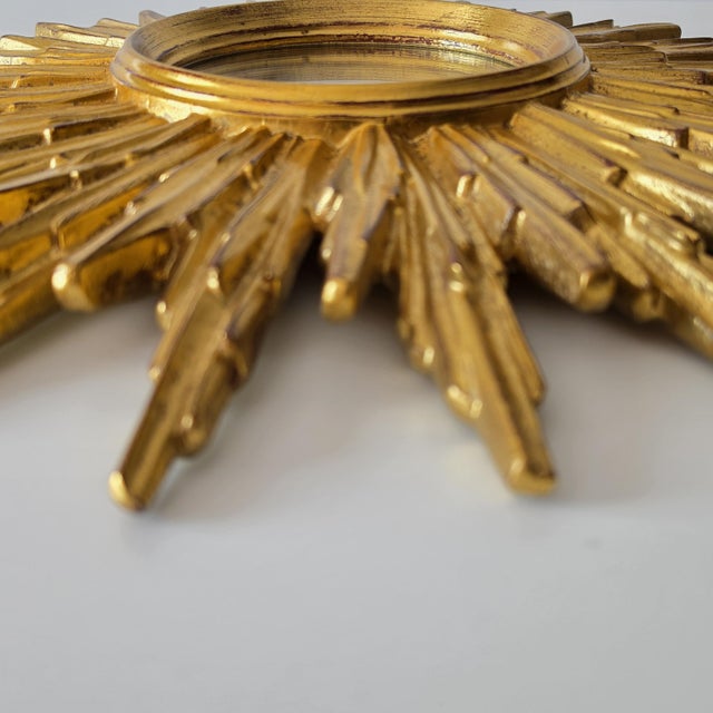 Mid-Century Modern Gilded Sunburst Wall Mirrors, Belgium, 1970s For Sale - Image 3 of 15