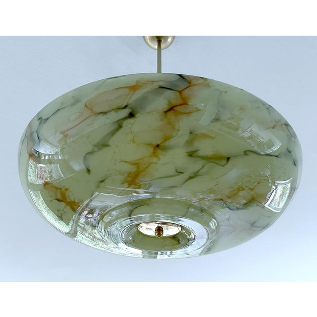 Cream Art Deco Pendant Light in Uranium Glass, 1930s For Sale - Image 8 of 18
