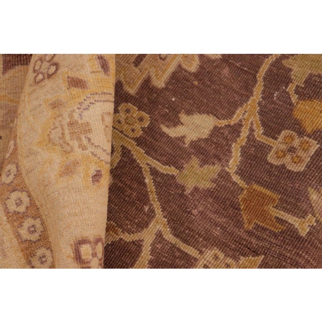 Brown 1980s 1980s Vintage Semi-Vintage Distressed Low-Pile Brown/Tan Wool Rug For Sale - Image 8 of 10