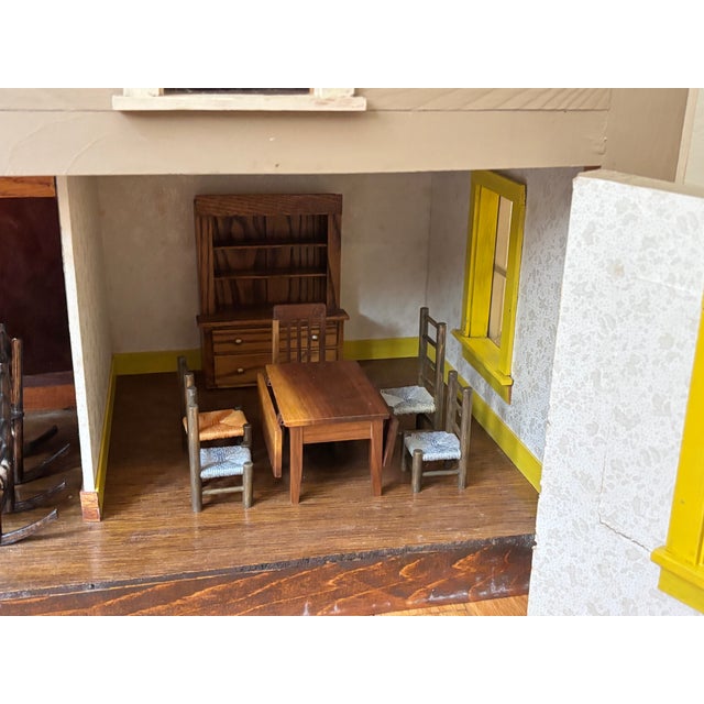 Early 20th Century Bench Made Folk Art Colonial Dollhouse, Furnished For Sale - Image 15 of 17