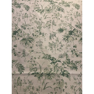 1990s Scalamandre "Ouistiti" Monkey Print Fabric in Green - 2 Yards For Sale