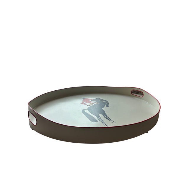 This hand painted tray incorporates a dynamic, stylish jumping horse motif into the decorative surface.Versatile use:...
