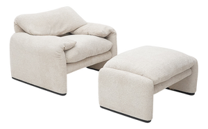 Set of Maralunga Armchair and Ottoman by Vico Magistretti for Cassina, 1970s