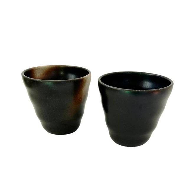 Mid Century Yunomi Japanese Ceramic Tea Cups- a Pair For Sale - Image 4 of 12