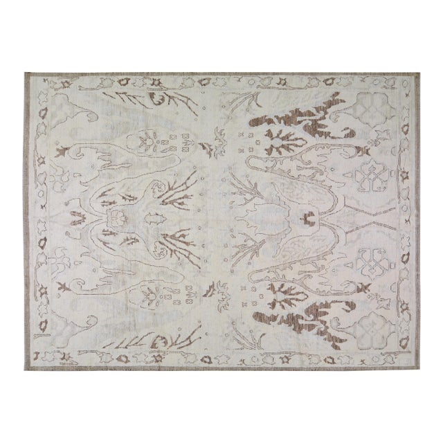 Oushak Hand Knotted Wool Rug, 9'3"x12'6" For Sale