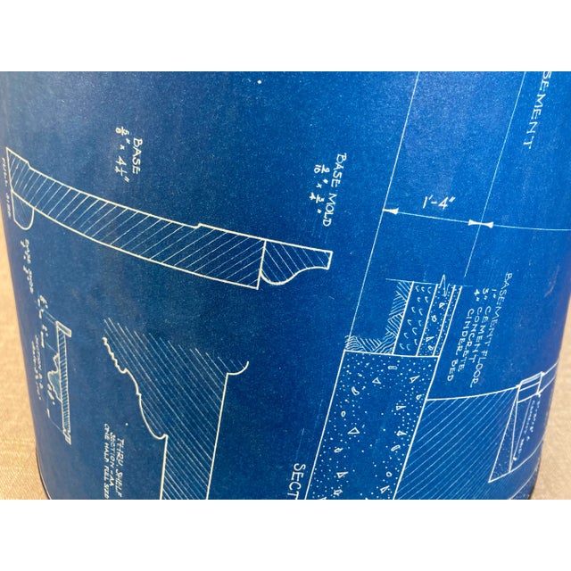 2020s Vintage 1960s Architectural Blueprint Lamp Shade For Sale - Image 5 of 9
