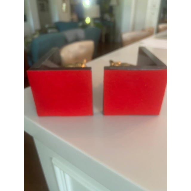 Brass Mid-Century Brass and Marble Horse Bookends, a Pair For Sale - Image 8 of 10